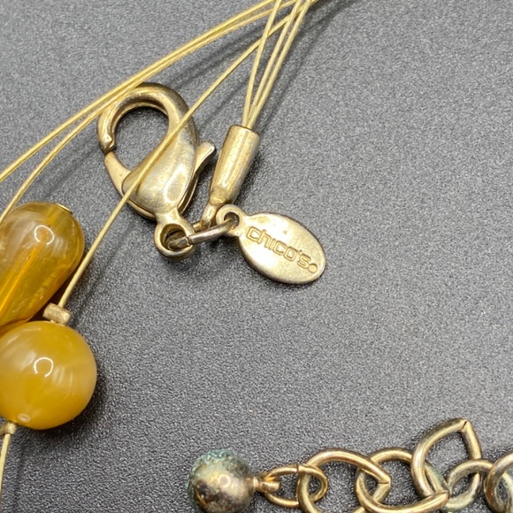 CHICO'S Triple Strand Glass Stone Natural Pearl Beads Layered Necklace - Picture 7 of 8